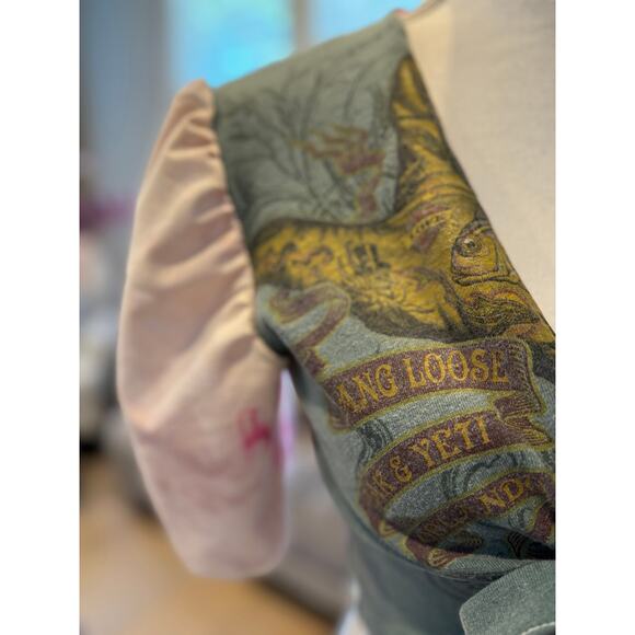 Upcycled Hang Loose Crop Top Pink and Green Tie Front Size S-M | SAME DAY SHIP - Picture 6 of 7